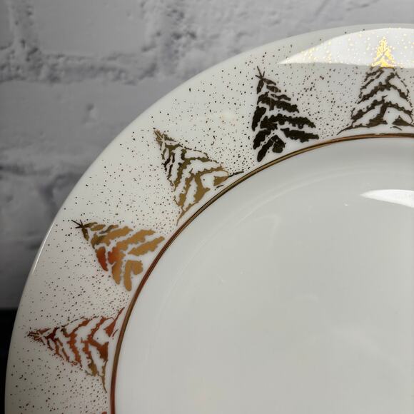 Dansk Golden Pines Christmas Holiday Trees Salad Luncheon Plates, Set of 4 - Picture 3 of 6